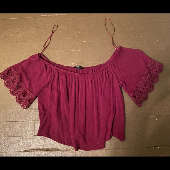 Tops - Red Off-the-Shoulder Top, brand Ambiance size Medium